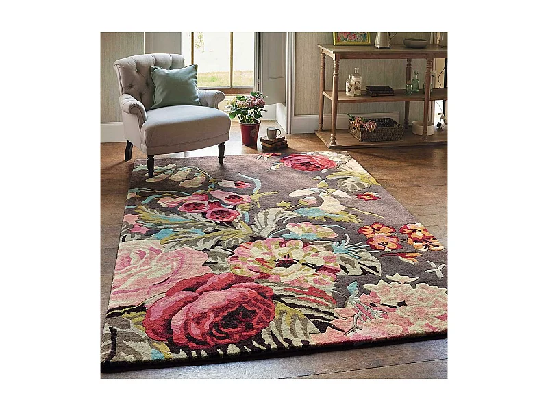 Tappeto per soggiorno e camera da letto realizzato a mano in lana con motivo floreale PARKI