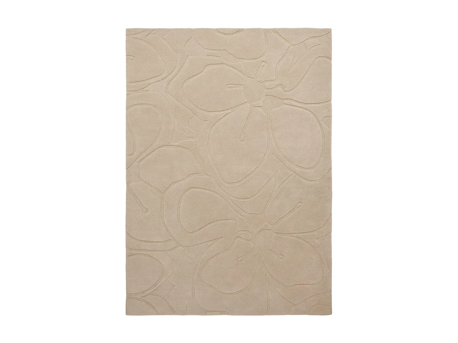 tapis grand salon 250x350 fait à la main en laine crème motif faux uni