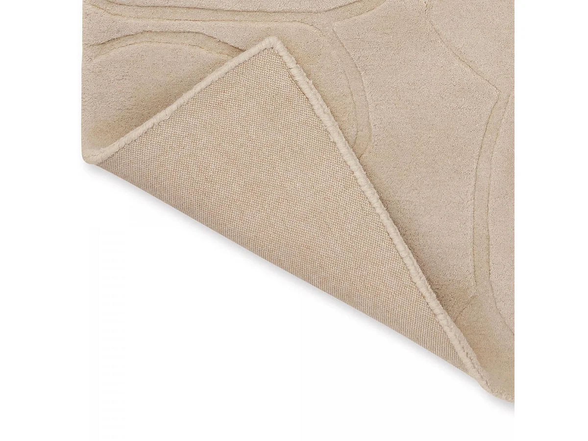 tapis grand salon 250x350 fait à la main en laine crème motif faux uni