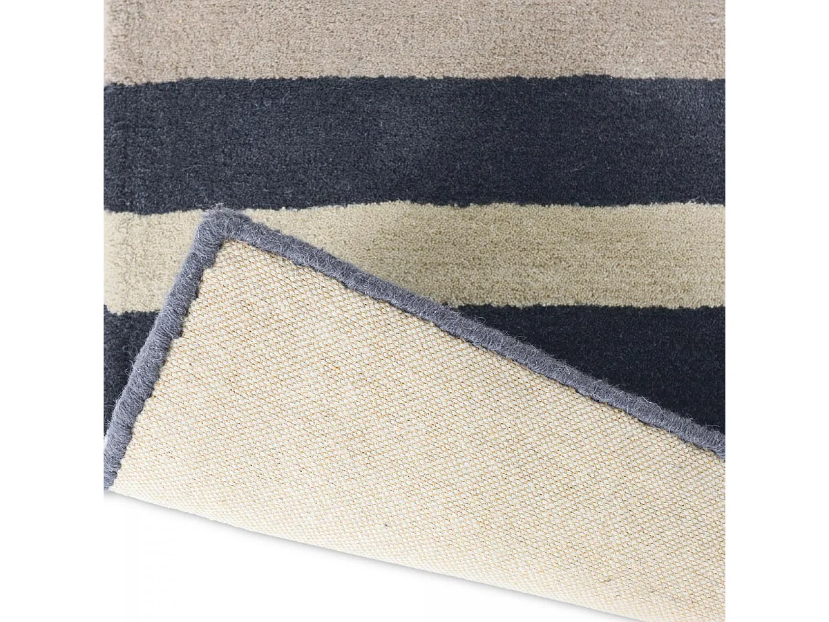 tapis entrée 140x200 fait à la main en laine gris et bleu marine