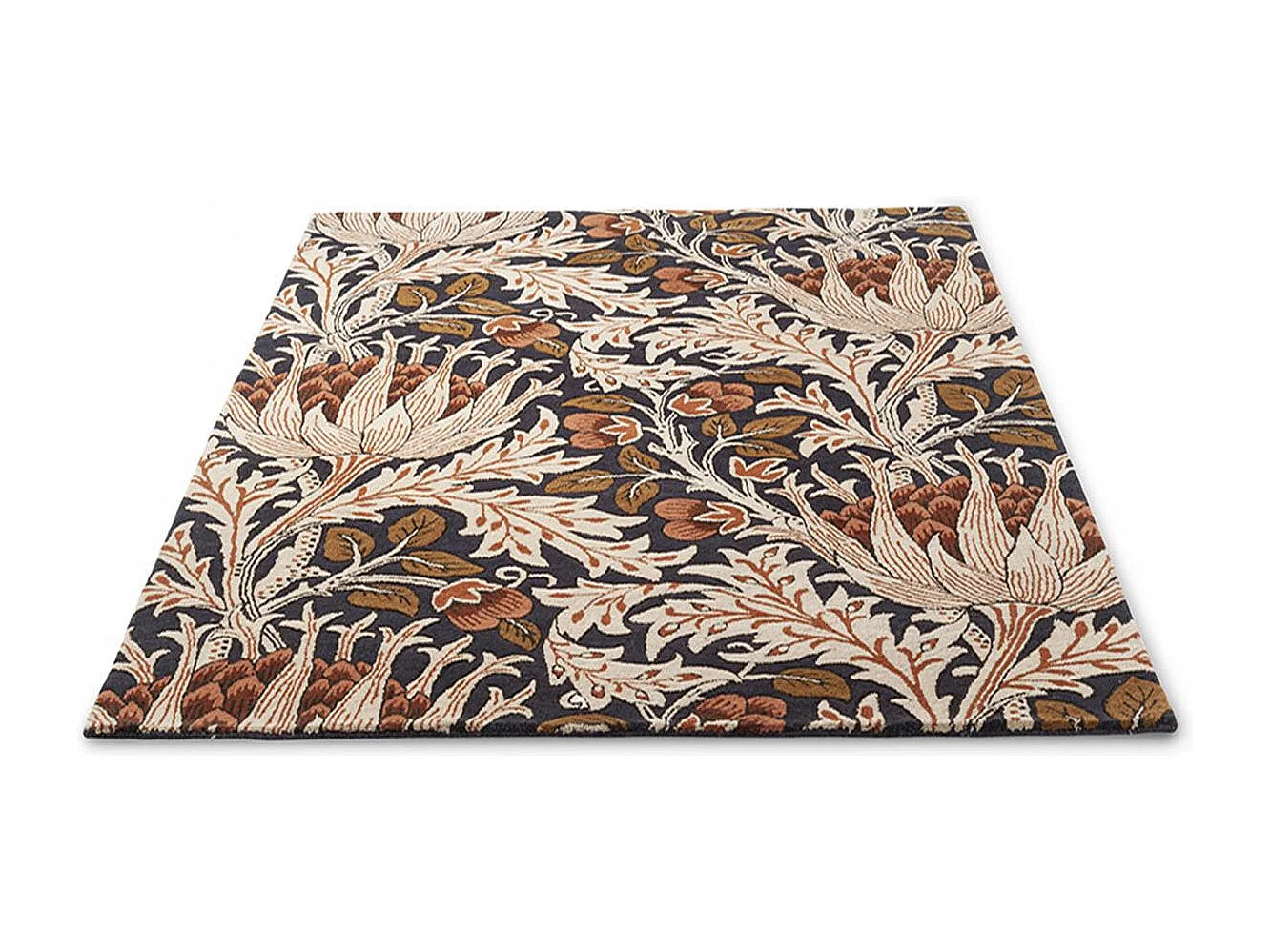 tapis salon 200x280 fait à la main en laine orange et saumon motif floral