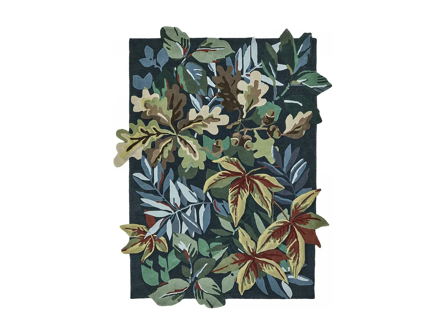 tapis chambre 160x230 fait main en laine vert et bleu rectangle motif floral