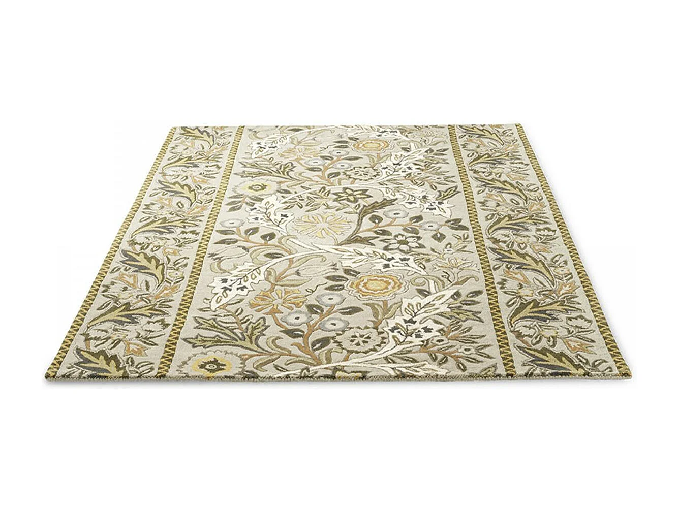 tapis salon 200x280 fait à la main en laine beige et jaune moutarde