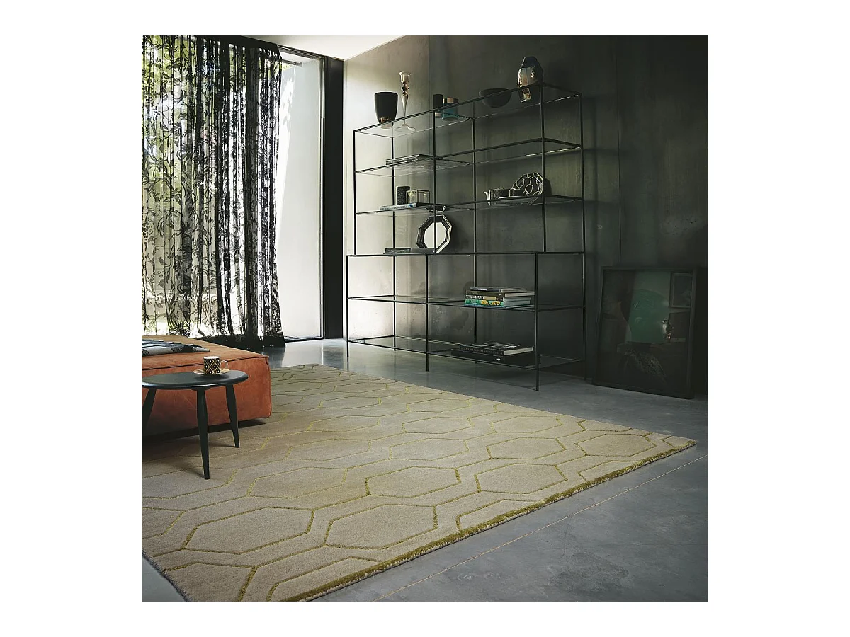tapis salon 200x280 fait à la main en laine gris rectangle motif scandinave ARRIS