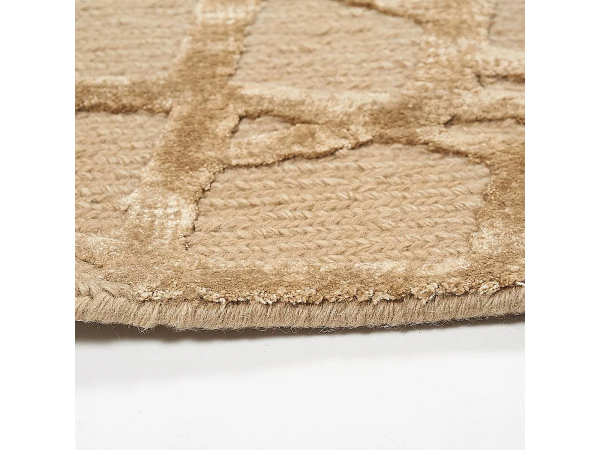 tapis chambre 140x200 fait main en laine beige rectangle motif géométrique