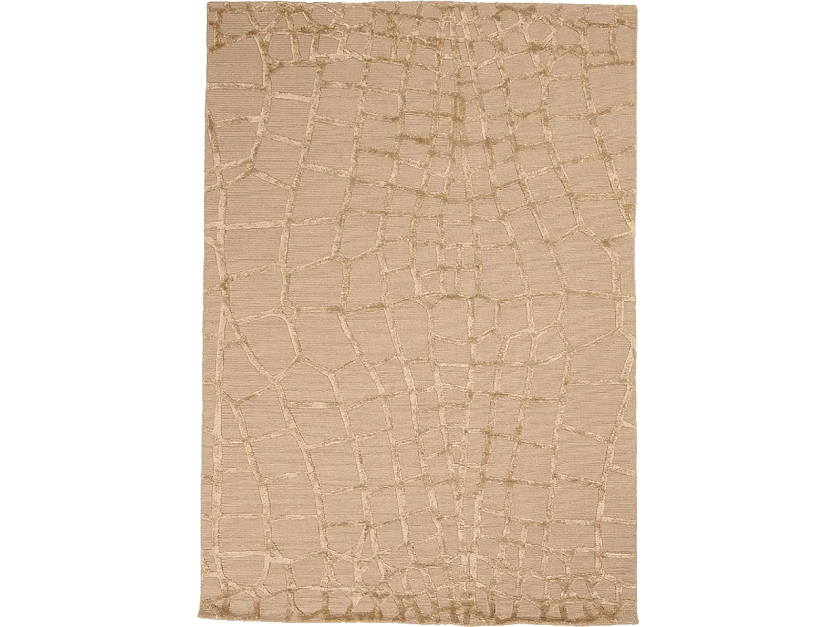tapis chambre 140x200 fait main en laine beige rectangle motif géométrique