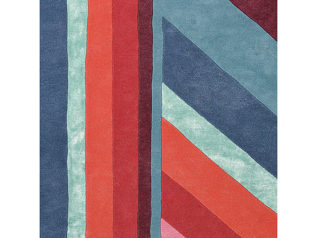 tapis grand salon 250x350 fait à la main en laine bleu et rouge