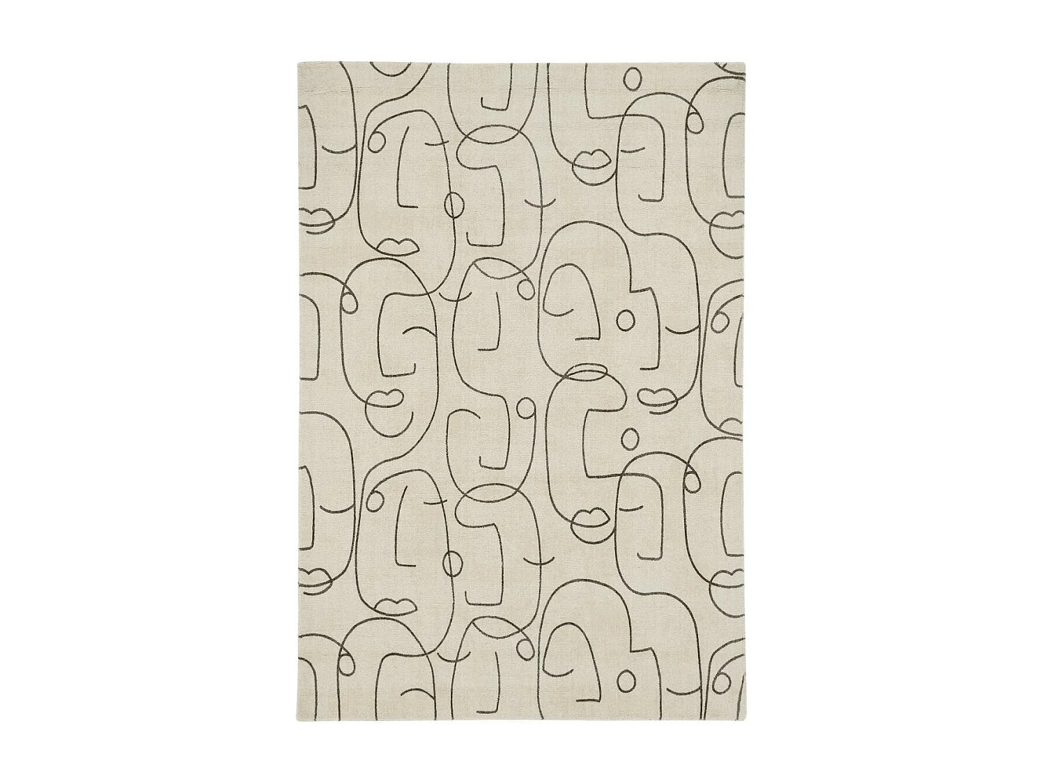 tapis chambre 160x230 fait à la main en laine beige rectangle motif abstrait