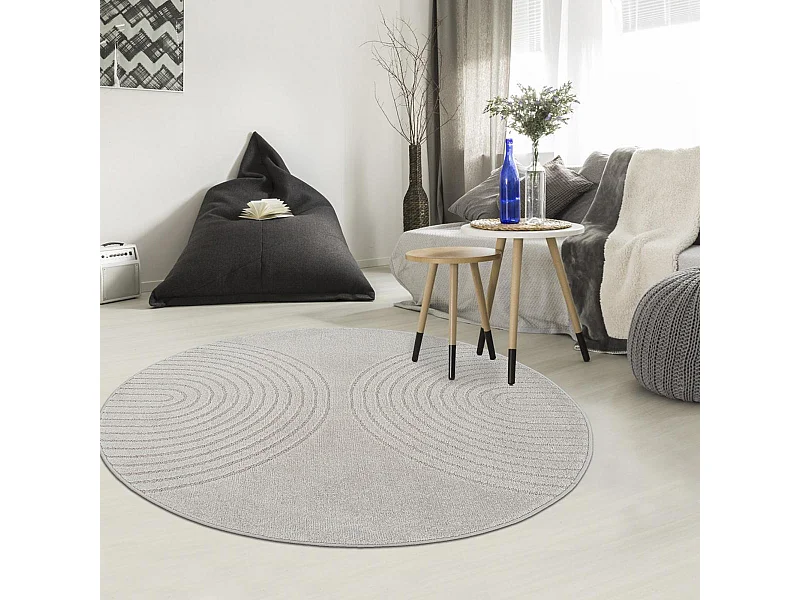 Tapis rond DEMILU  ∅ 120 cm Gris Tapis facile d'entretien idéal pour la chambre
