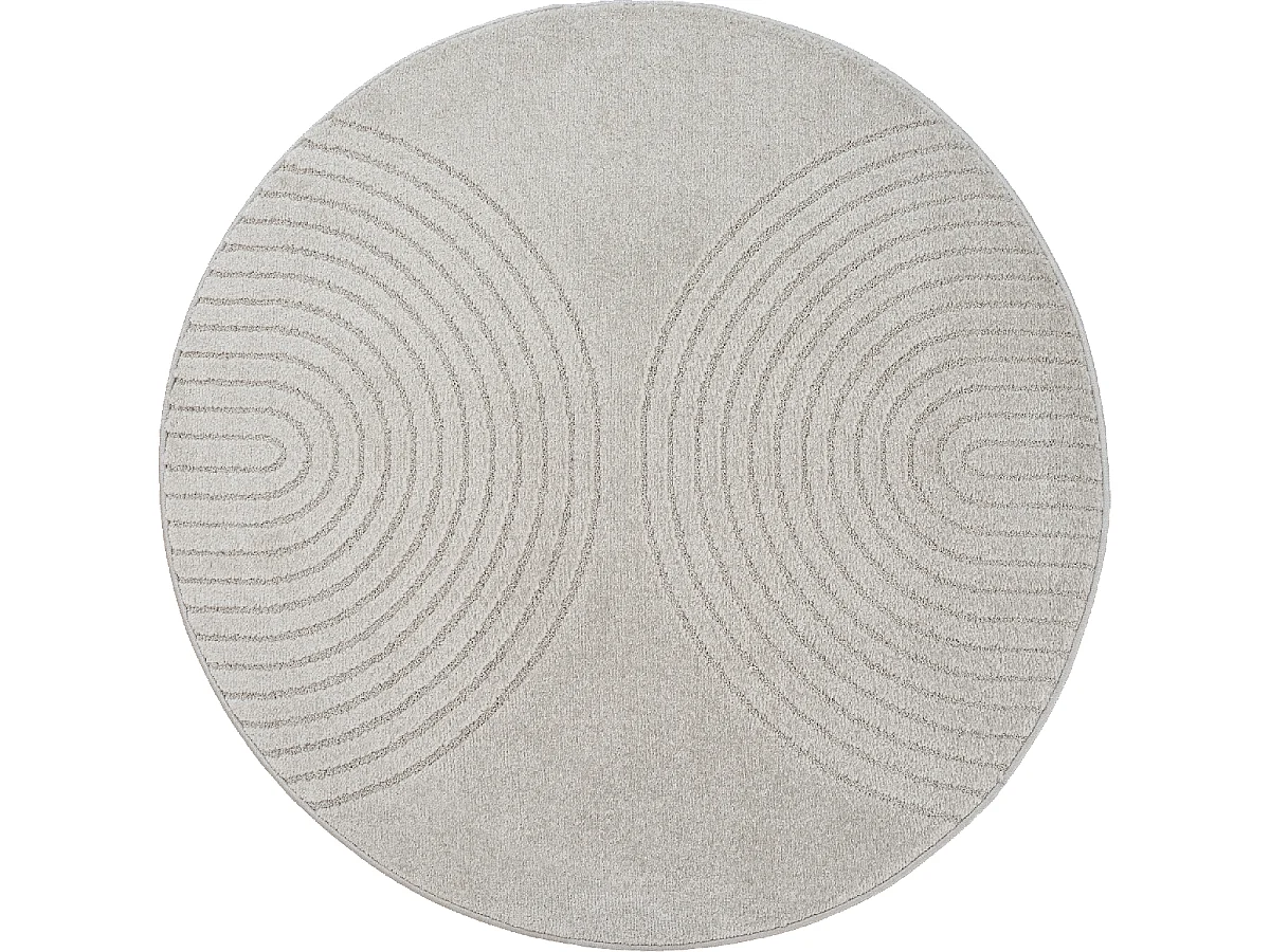 Tapis rond DEMILU  ∅ 120 cm Gris Tapis facile d'entretien idéal pour la chambre