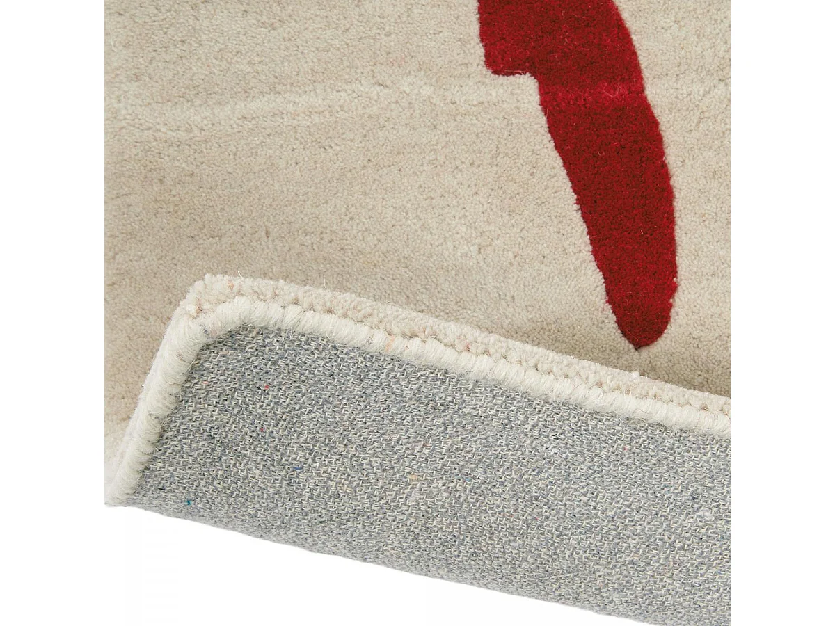 tapis open space 250x350 fait à la main en laine gris et rouge motif floral