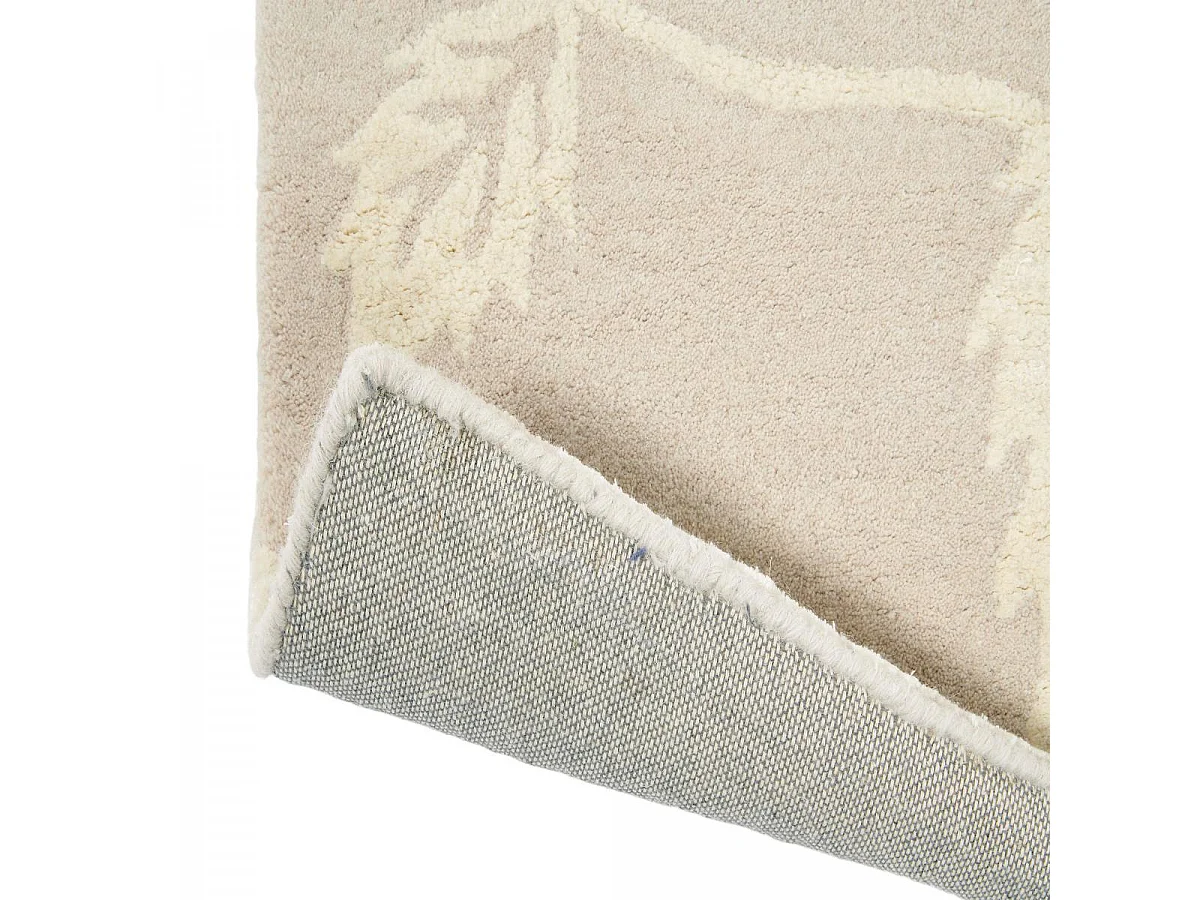 tapis salon 170x240 fait à la main en laine beige clair et beige foncé