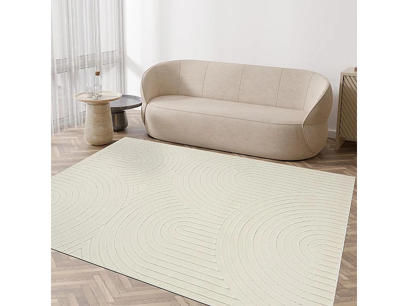 Tapis intérieur extérieur 80x150 en relief LYN14 ARC6EL Crème ton sur ton