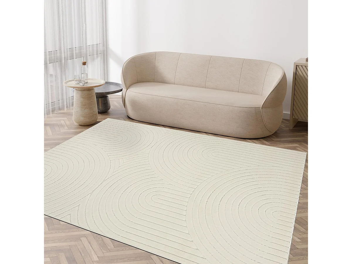 Tapis intérieur extérieur 80x150 en relief LYN14 ARC6EL Crème ton sur ton