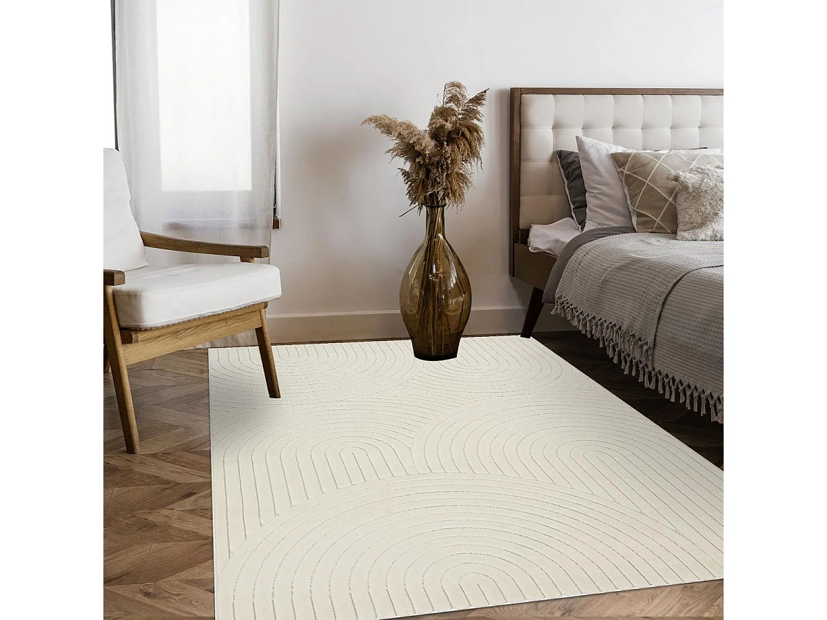 Tapis intérieur extérieur 80x150 en relief LYN14 ARC6EL Crème ton sur ton