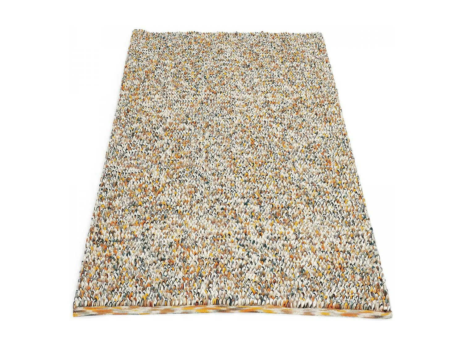 tapis salon 200x300 tissé en laine beige et orange rectangle motif faux uni