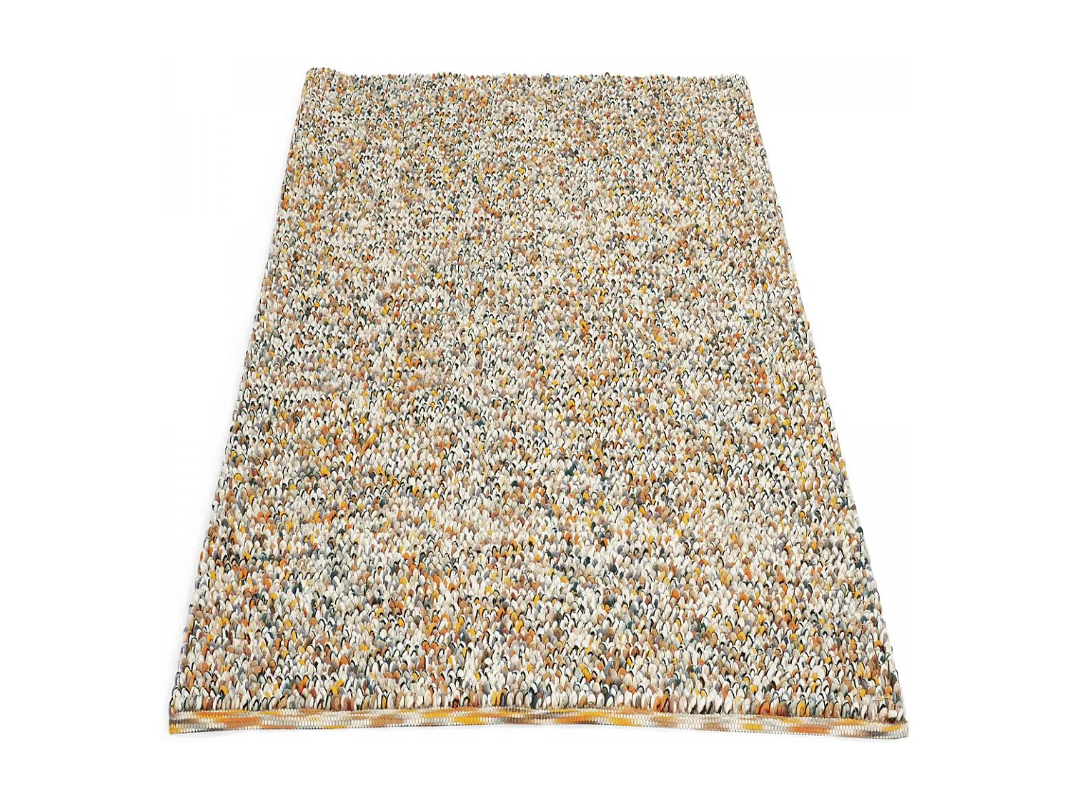 tapis salon 200x300 tissé en laine beige et orange rectangle motif faux uni