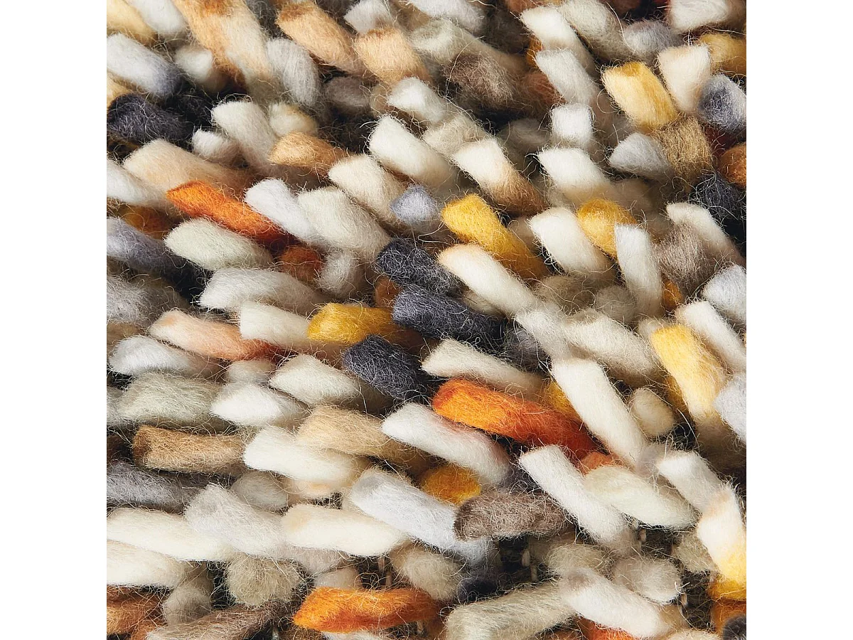 Tapis shaggy 200x300 rectangle tissé gris et orange en laine motif faux uni DOTS