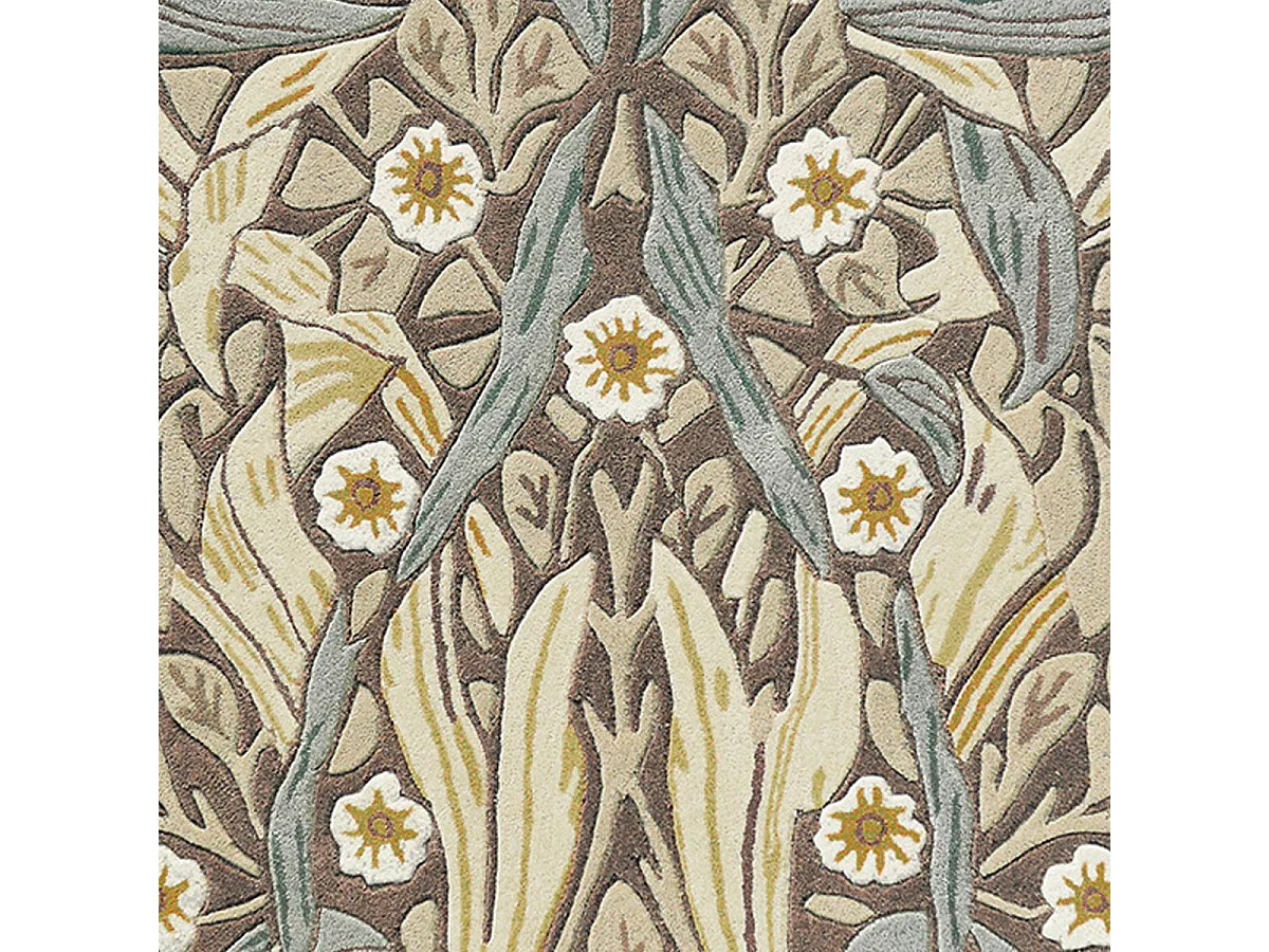 tapis salon 200x280 fait à la main en laine vert olive et violet motif floral