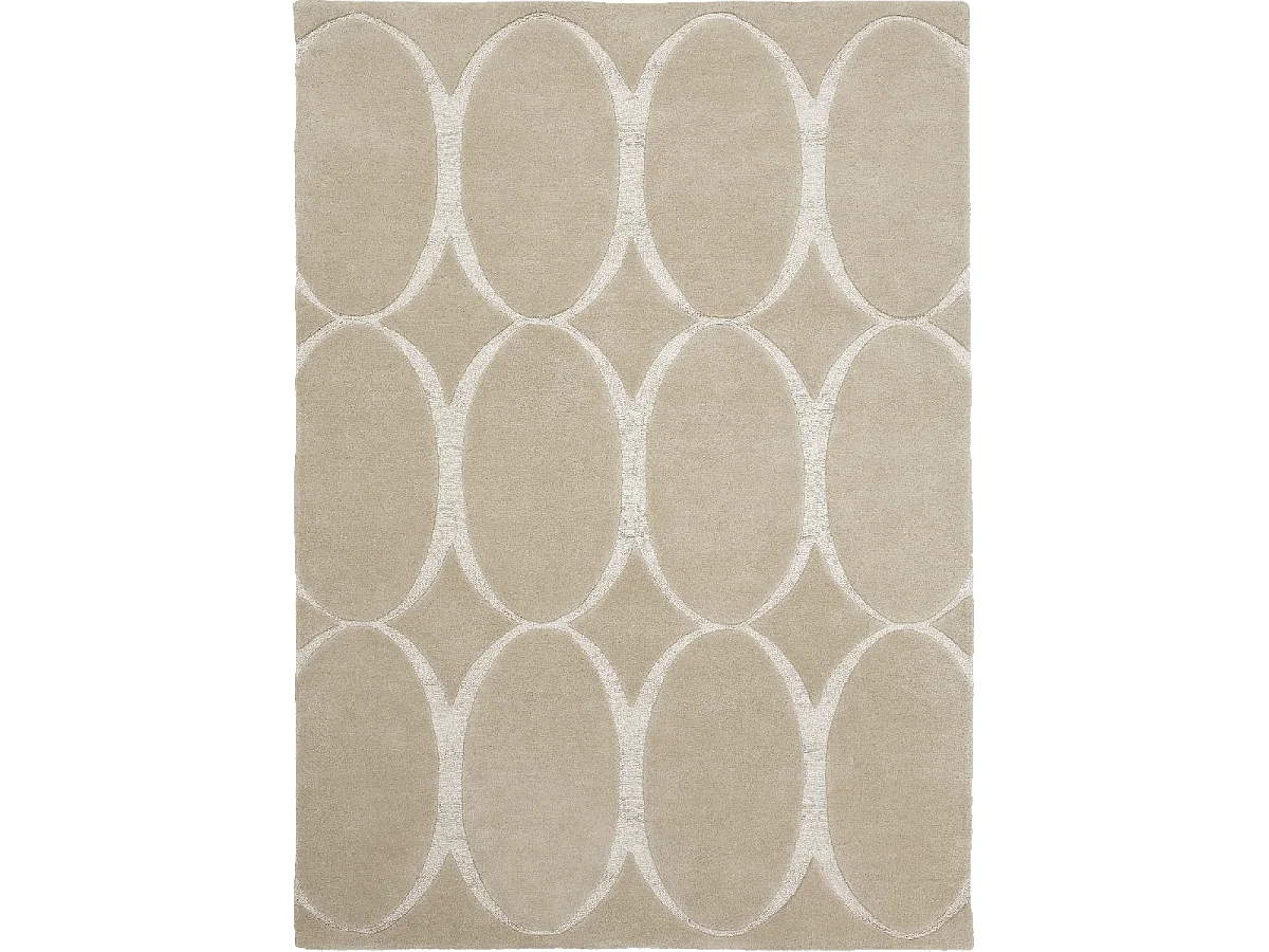 tapis chambre 170x240 fait à la main en laine beige rectangle motif simple RIO