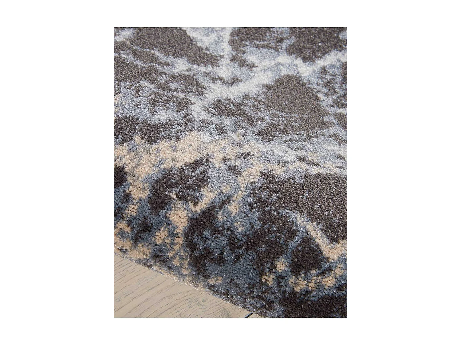 tapis salon 120x180 tissé gris rectangle motif baroque MAIXU