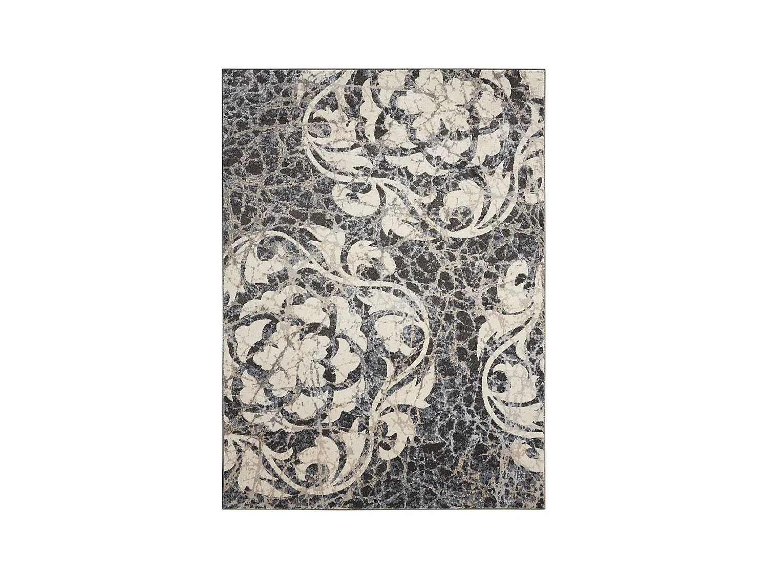 tapis salon 120x180 tissé gris rectangle motif baroque MAIXU