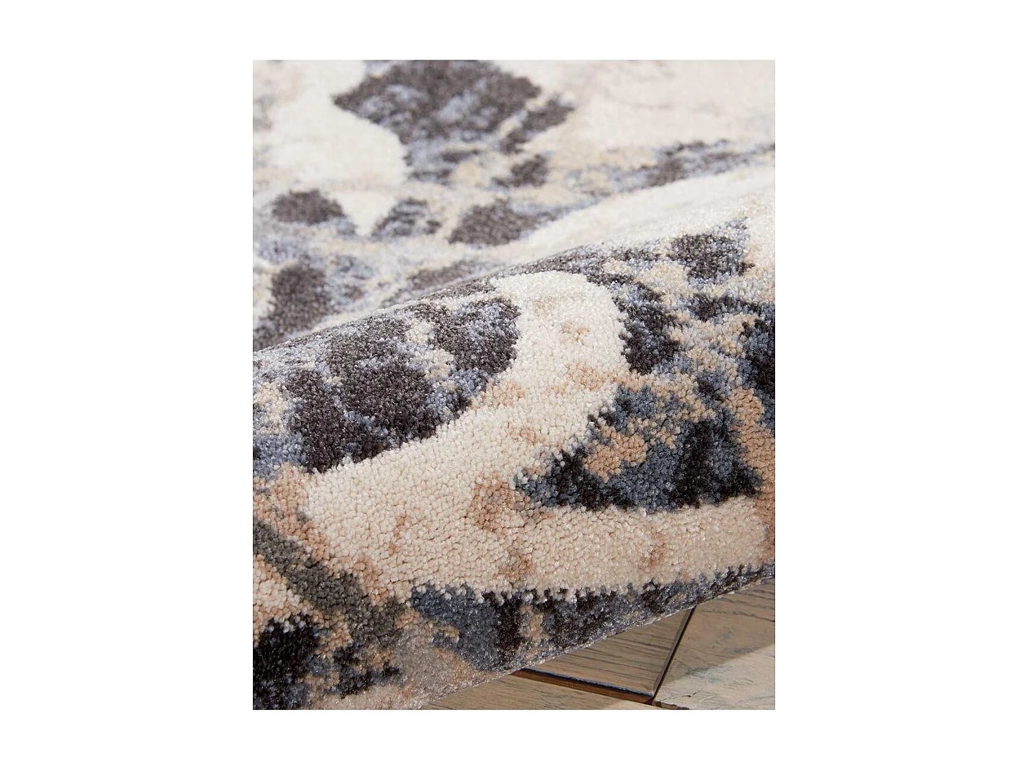 tapis salon 120x180 tissé gris rectangle motif baroque MAIXU