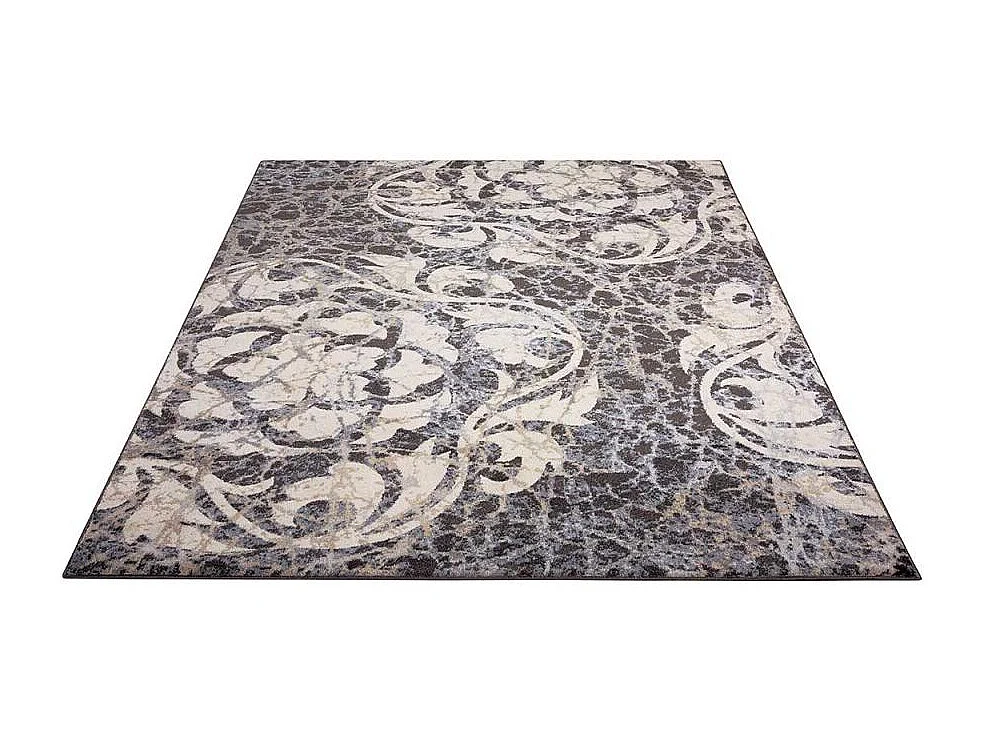 tapis salon 120x180 tissé gris rectangle motif baroque MAIXU