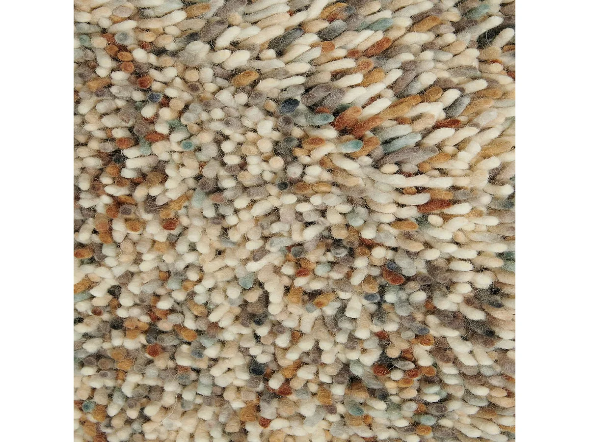 Tapis longs poils shaggy 200x280 rectangle tissé beige et gris en laine