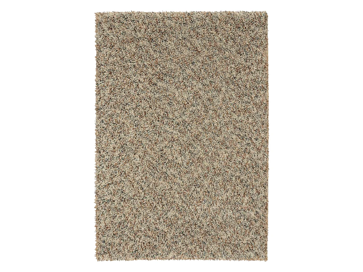 Tapis longs poils shaggy 200x280 rectangle tissé beige et gris en laine