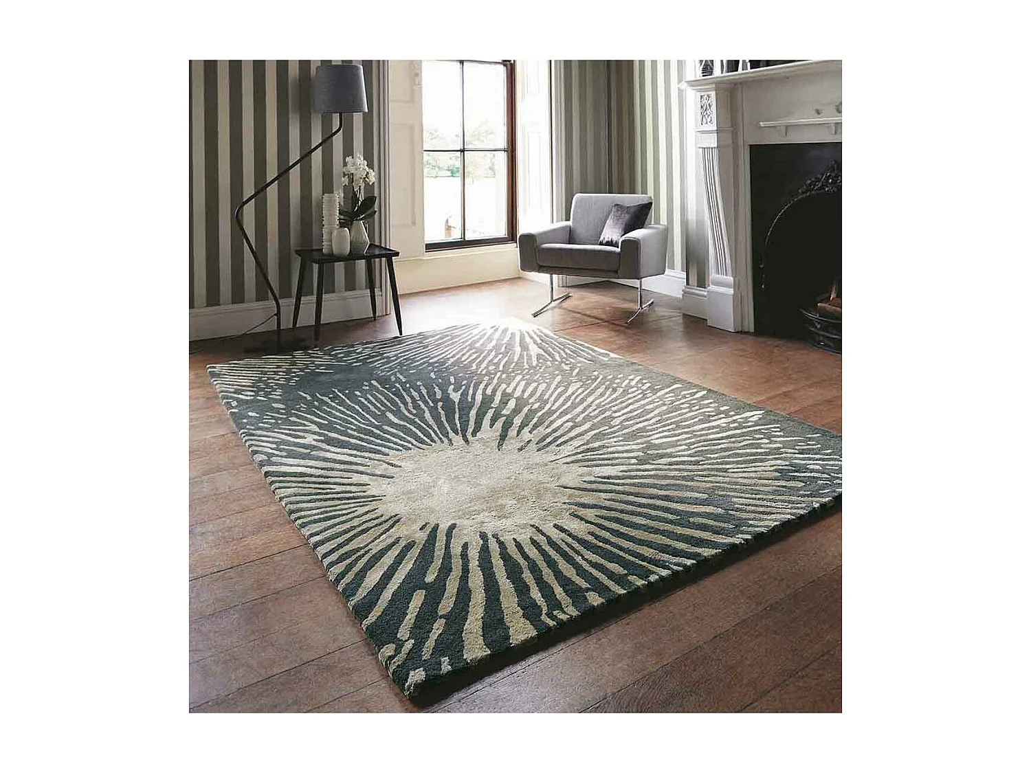 Tappeto da soggiorno e camera da letto realizzato a mano in lana a fantasia geometrica