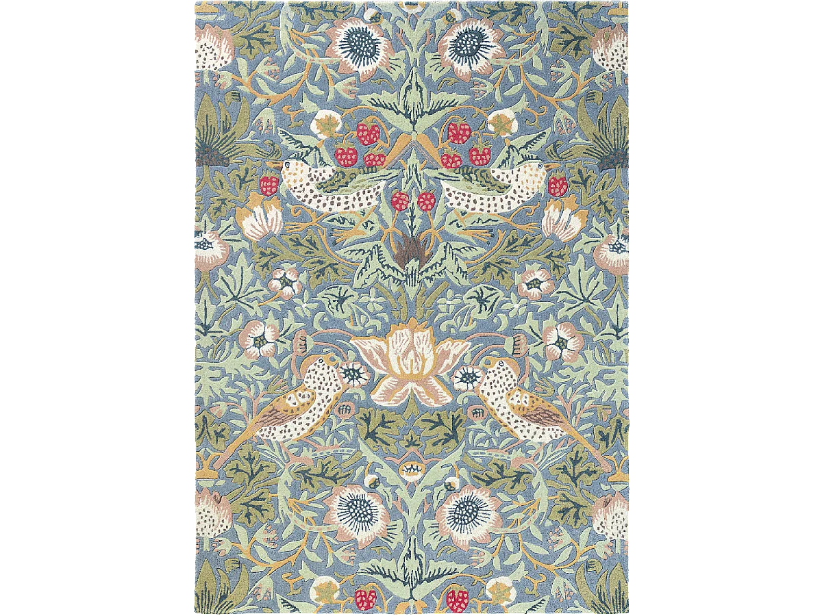 tapis chambre 170x240 fait à la main en laine vert pastel motif floral