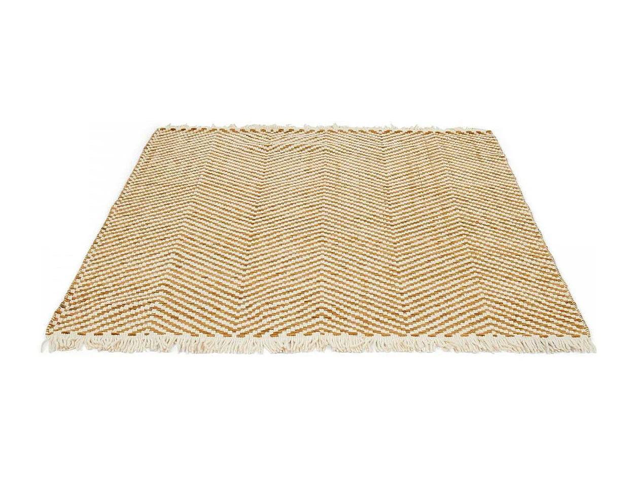 Tapis kilim 160x230 rectangle tissé en laine marron et beige motif simple