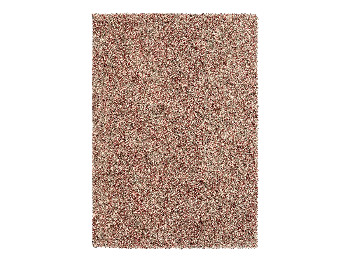 Tapis longs poils shaggy 200x280 rectangle tissé rouge et rose en laine