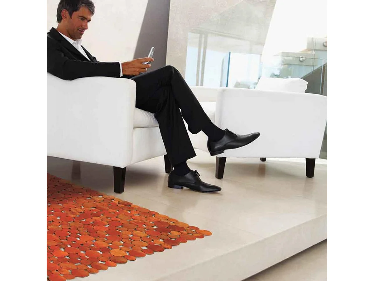 Tapis peau de vache 170x240 kilim fait main orange