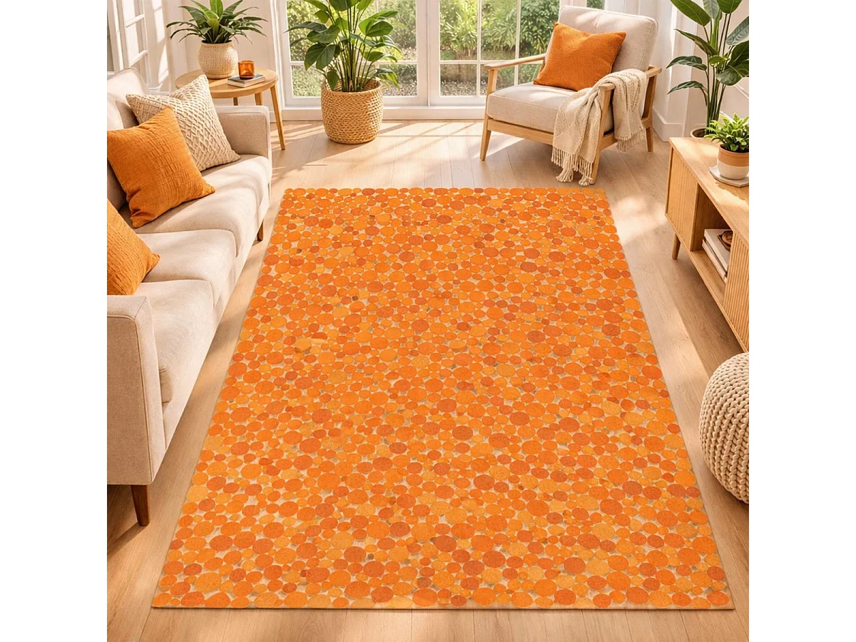 Tapis peau de vache 170x240 kilim fait main orange
