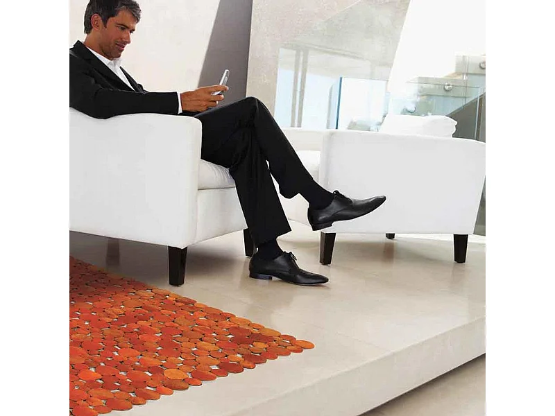 Tapis peau de vache 170x240 kilim fait main orange