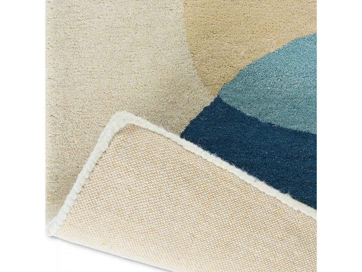 tapis grand salon 250x350 fait à la main en laine vert et bleu