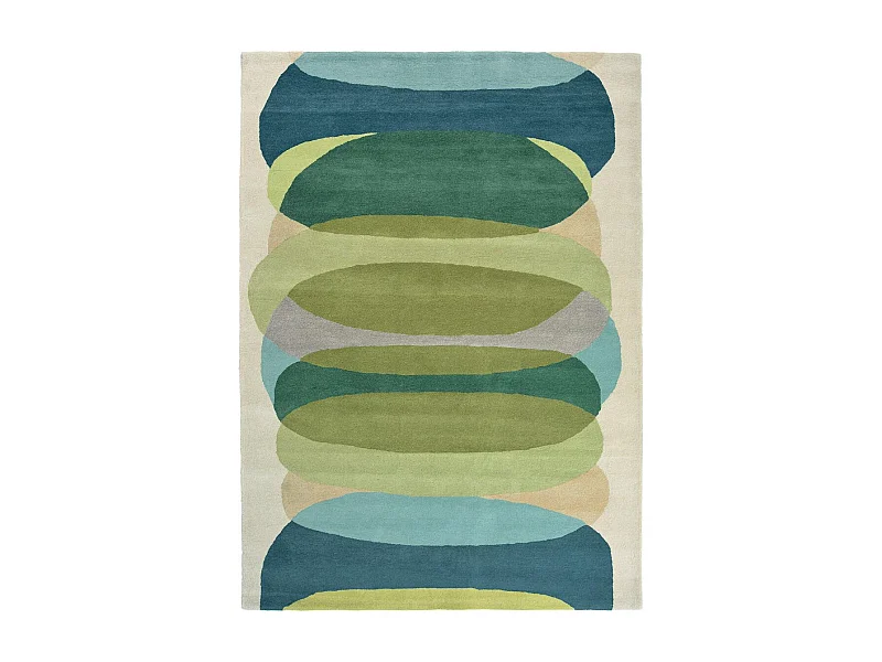 tapis grand salon 250x350 fait à la main en laine vert et bleu