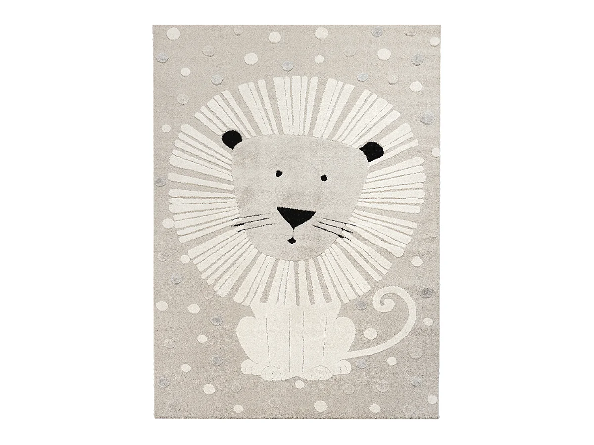 Tapis enfant LYN9 LI ON 80x150 cm Beige - Tapis facile d'entretien, doux et soyeux