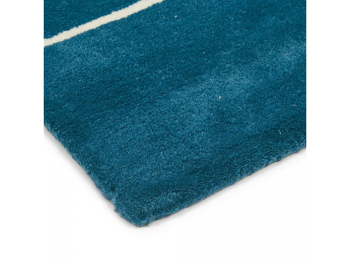 Tapis enfant 90x150 fait à la main en laine bleu et orange MR FOX