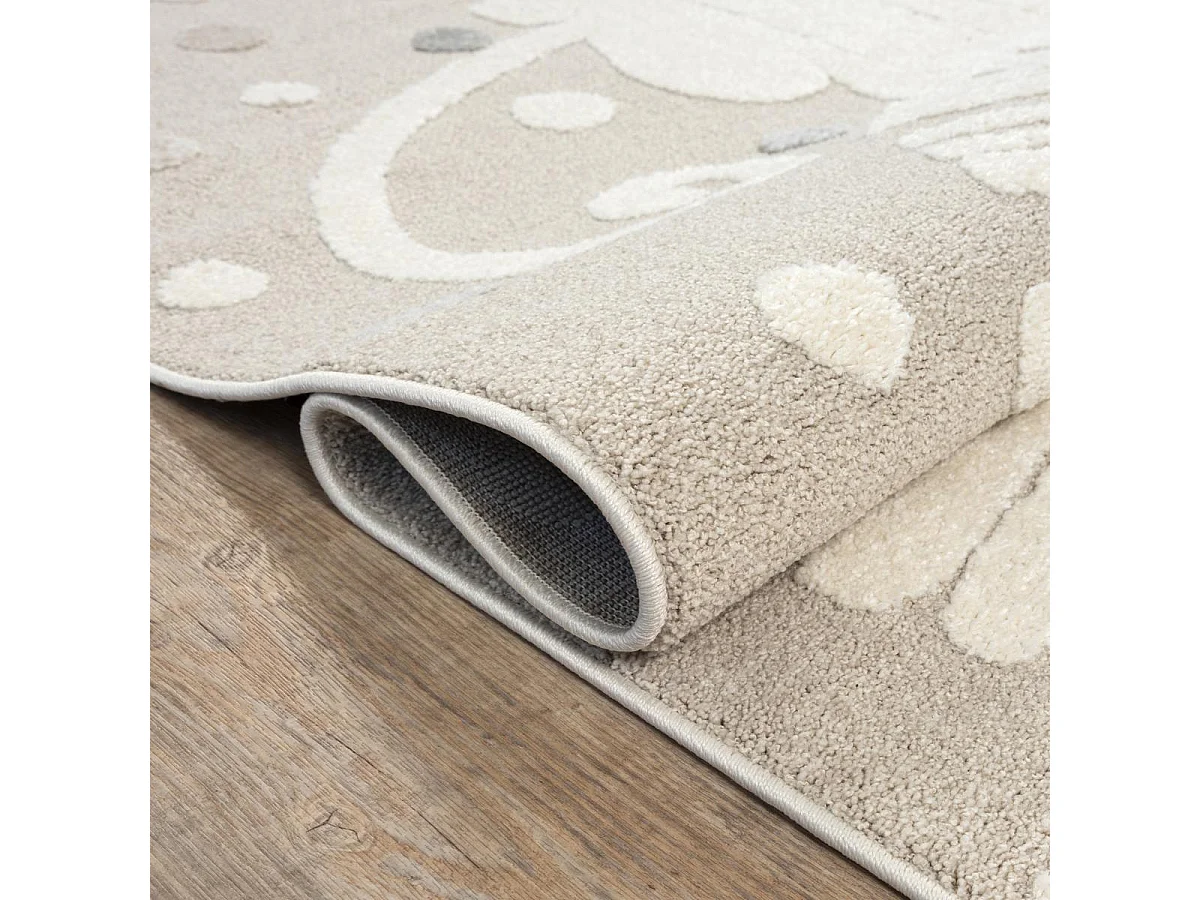 Tapis enfant LYN9 LI ON 140x200 cm Beige - Tapis facile d'entretien, doux et soyeux
