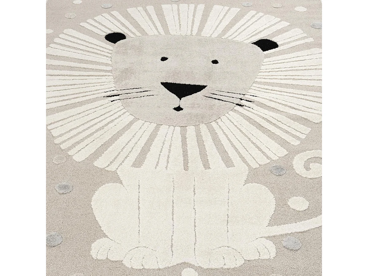 Tapis enfant LYN9 LI ON 140x200 cm Beige - Tapis facile d'entretien, doux et soyeux