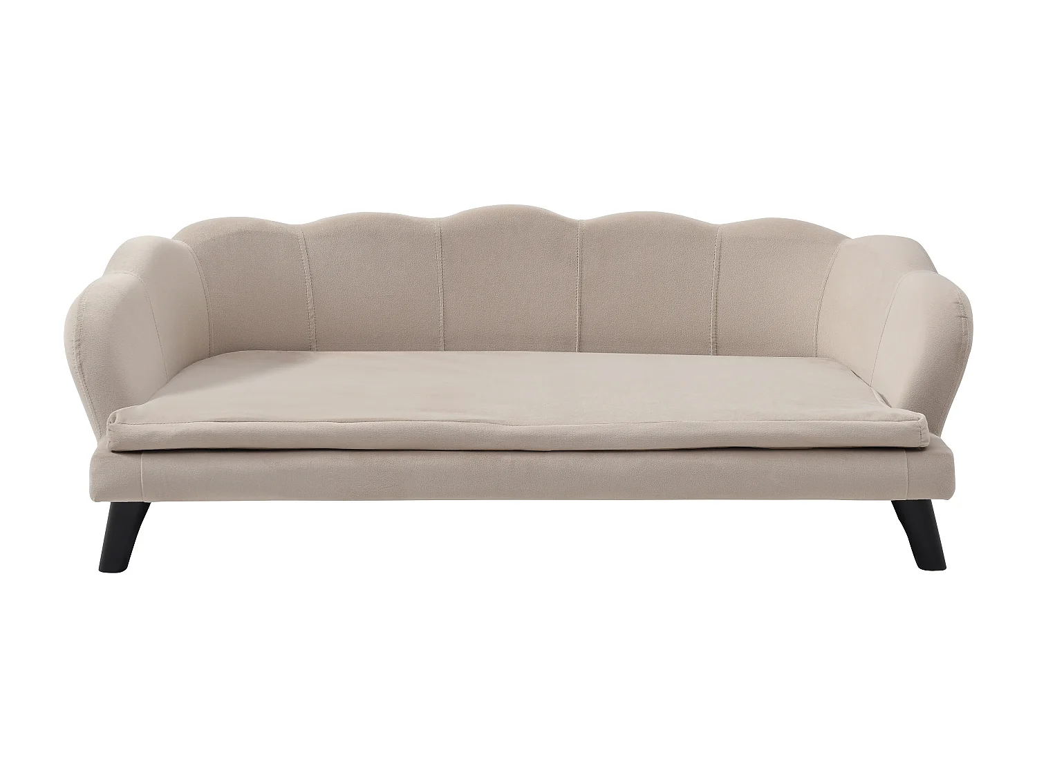 Tiersofa - 97 x 59 x 35 cm - Samt & Holzgestell - Beige - PARUPA