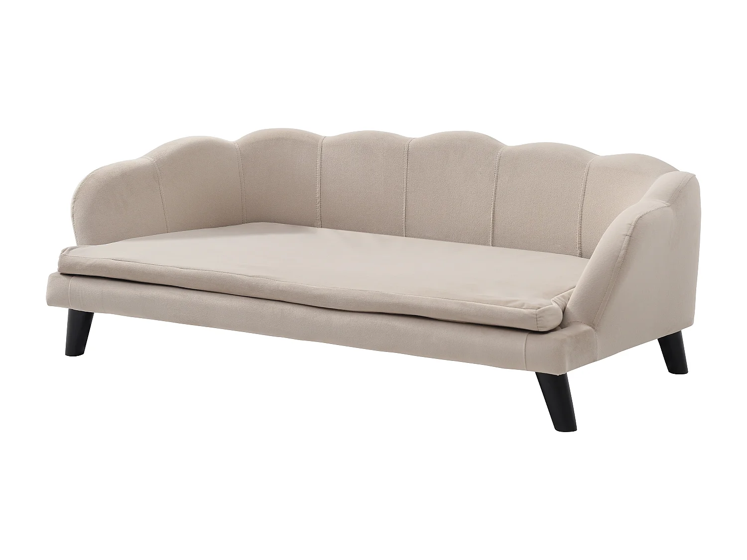 Tiersofa - 97 x 59 x 35 cm - Samt & Holzgestell - Beige - PARUPA
