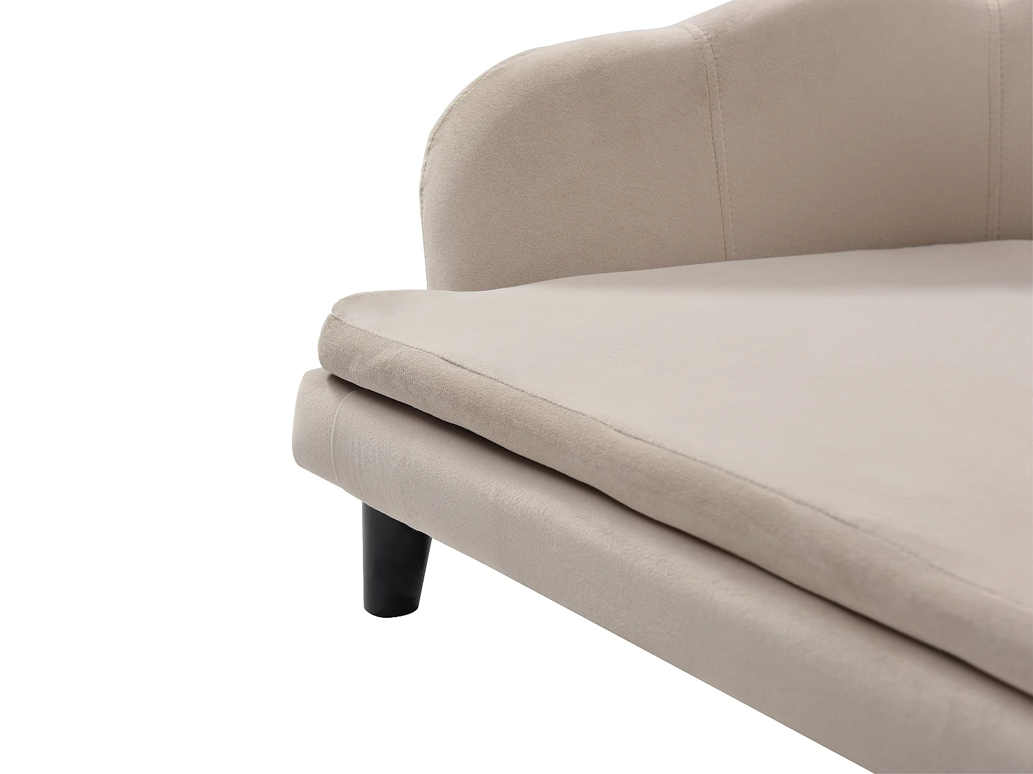 Tiersofa - 97 x 59 x 35 cm - Samt & Holzgestell - Beige - PARUPA