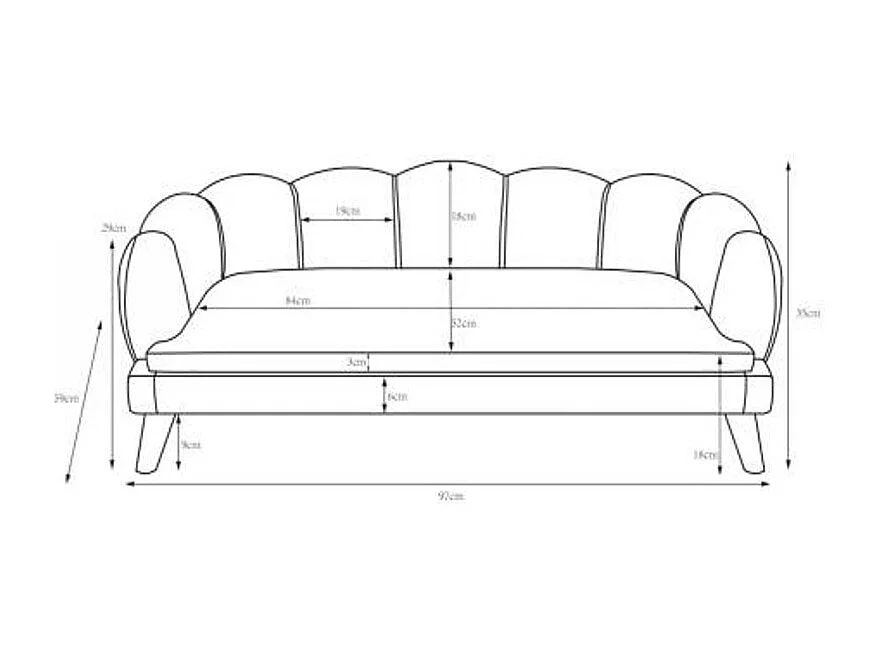 Tiersofa - 97 x 59 x 35 cm - Samt & Holzgestell - Beige - PARUPA