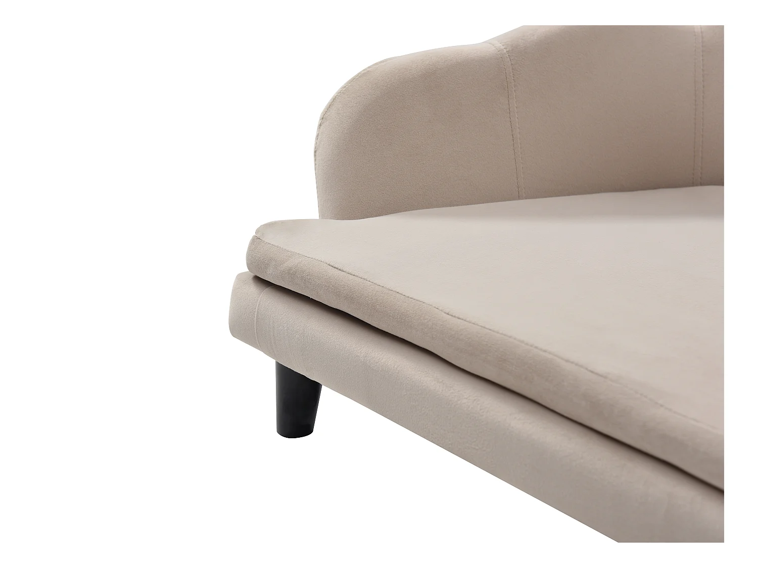 Sofá para mascotas de terciopelo y patas de madera - Beige - L. 97 x P. 59 x Alt. 35 cm - PARUPA