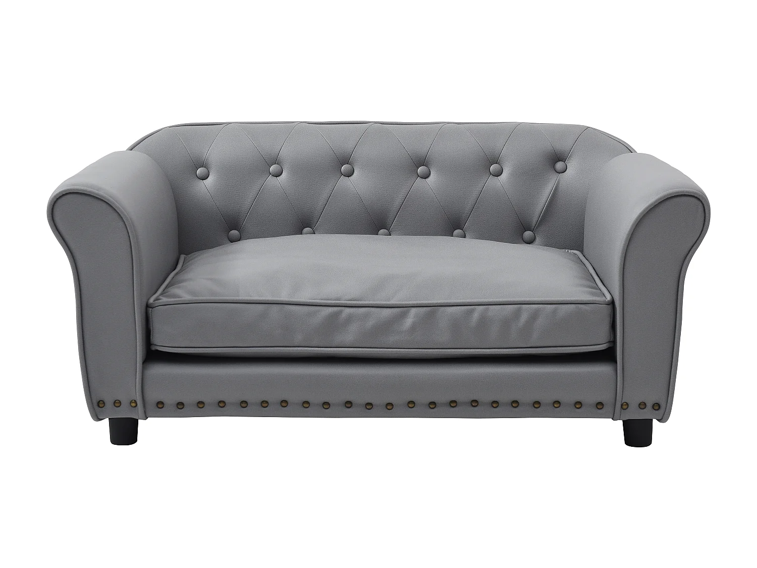 Tiersofa - 94 x 65 x 42 cm - Kunstleder - Grau - GALIAMA