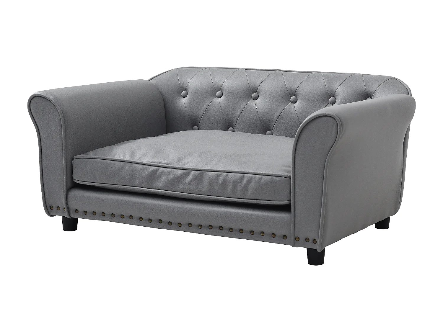 Tiersofa - 94 x 65 x 42 cm - Kunstleder - Grau - GALIAMA